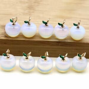8pcs Elegant Gold and White Apple Pendant Necklace